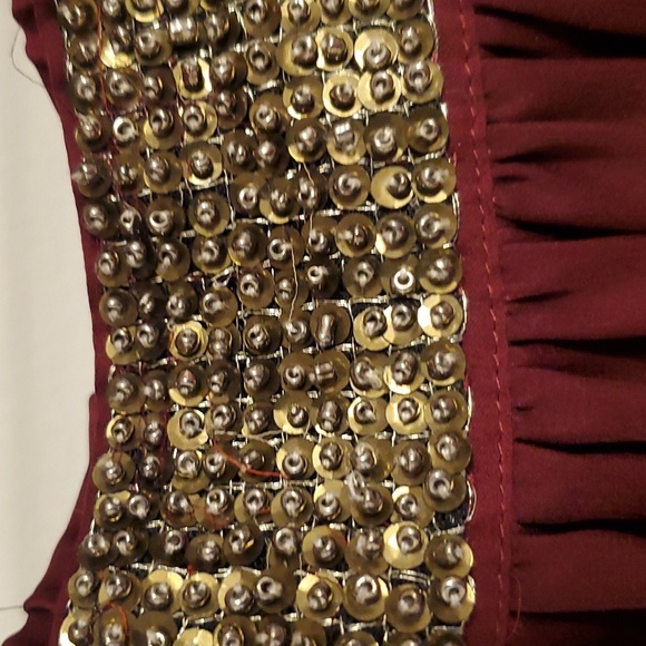 Zara long beaded skirt. Burgundy. Maxi skirt. Feels like satin. Pull on. Size M. - Picture 4 of 10